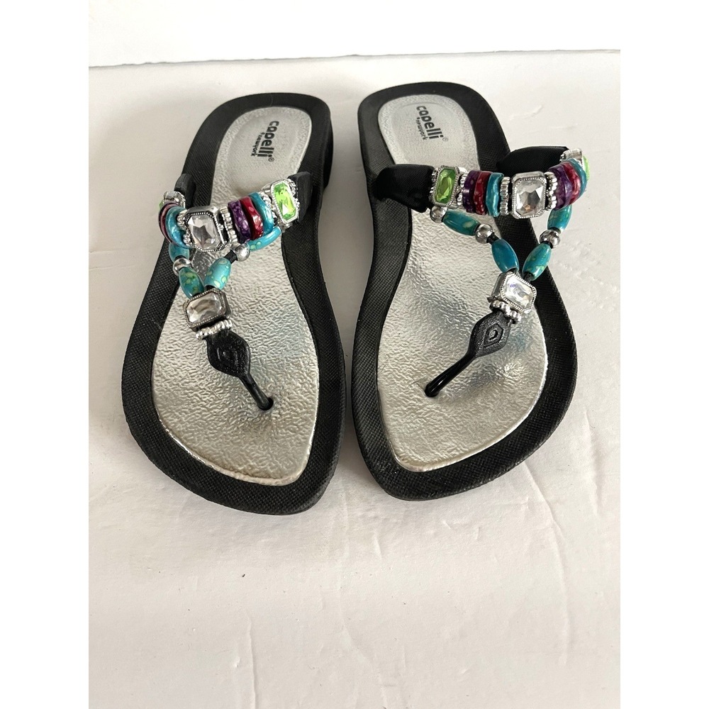 Y2K Boho Chic Resort Cruise Style Whimsigoth Capelli New York Beaded Sandals 7